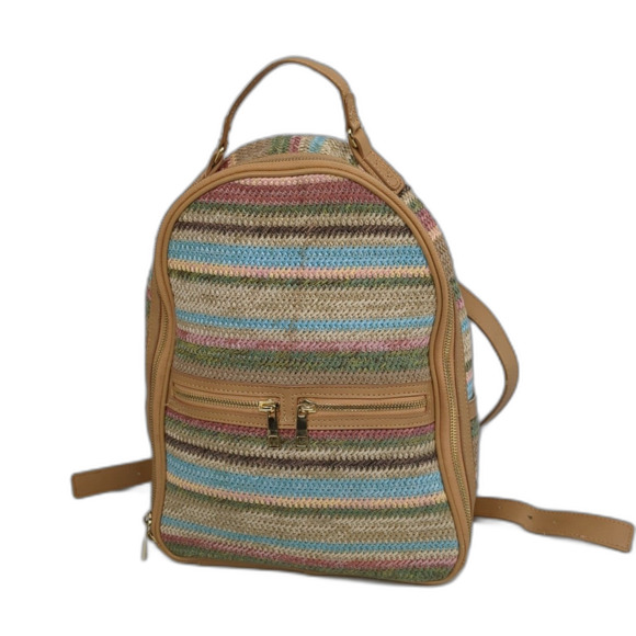 Tommy Bahama Straw Multi Color Stripe Colorful Backpack - Picture 1 of 10